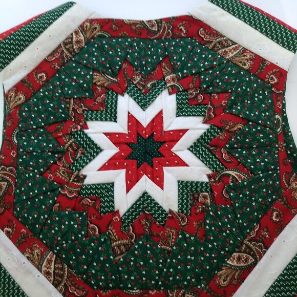 Handmade Christmas Quilted Vest Folded Star Pattern Intricate Holiday OOAK - Picture 16 of 16